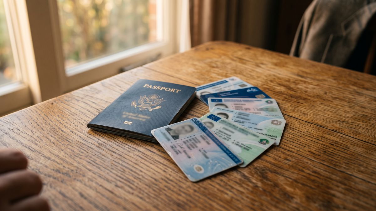 Pièce d’identité officielle avec photo sur une table